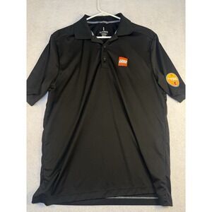 LEGO Polo Shirt Mens Medium Black Performance Golf Logo #LetsBuildTogether